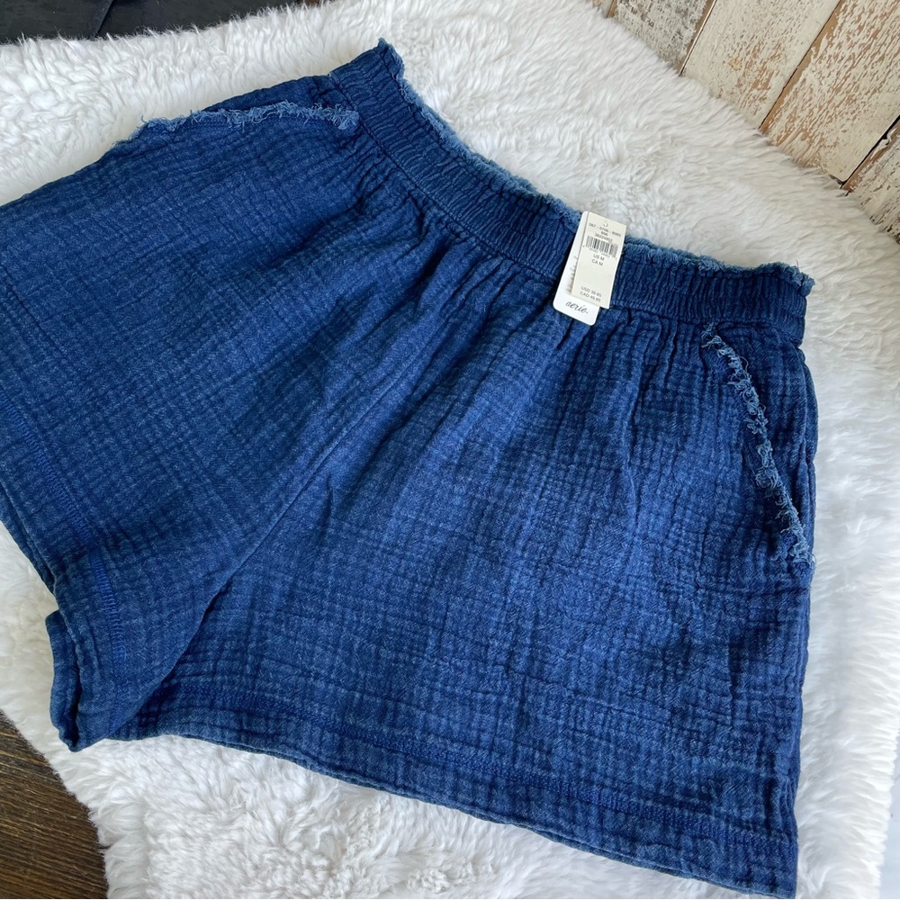 Aerie Indigo Textured Shorts